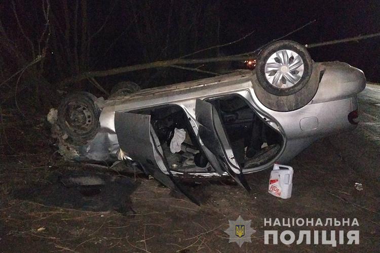 На Тернопільщині автомобіль Daewoo злетів у кювет і перекинувся (ФОТО)