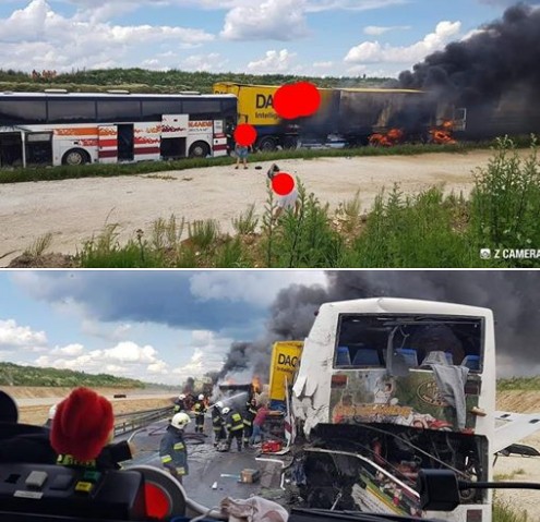 У Польщі автобус з десятками українців зіткнувся із двома вантажівками (ФОТО)