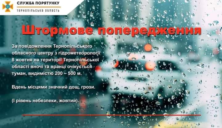 На Тернопільщині штормове попередження: І рівень небезпеки