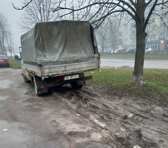 У Тернополі водій автомобілем знищив частину трави (ФОТОФАКТ)